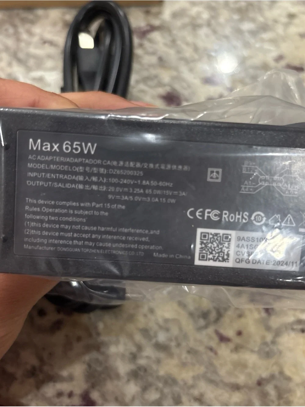65W Black Laptop AC Power Adapter Charger